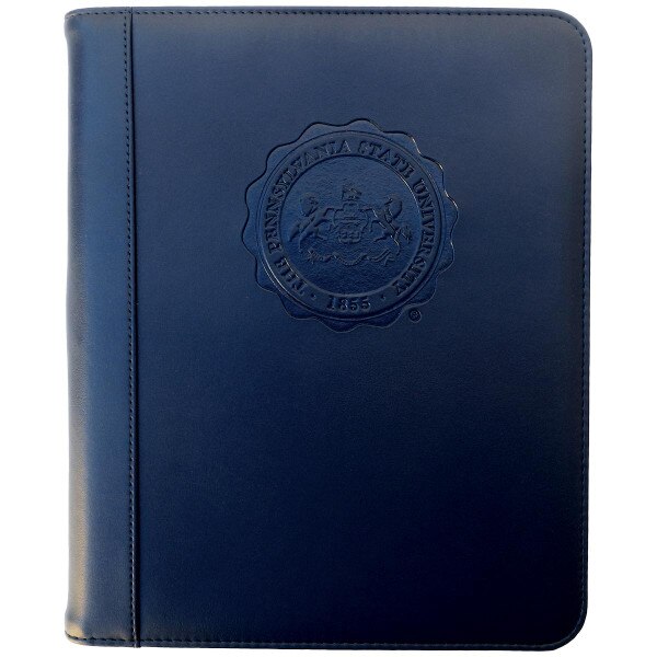navy portfolio with embossed Pennsylvania State University seal